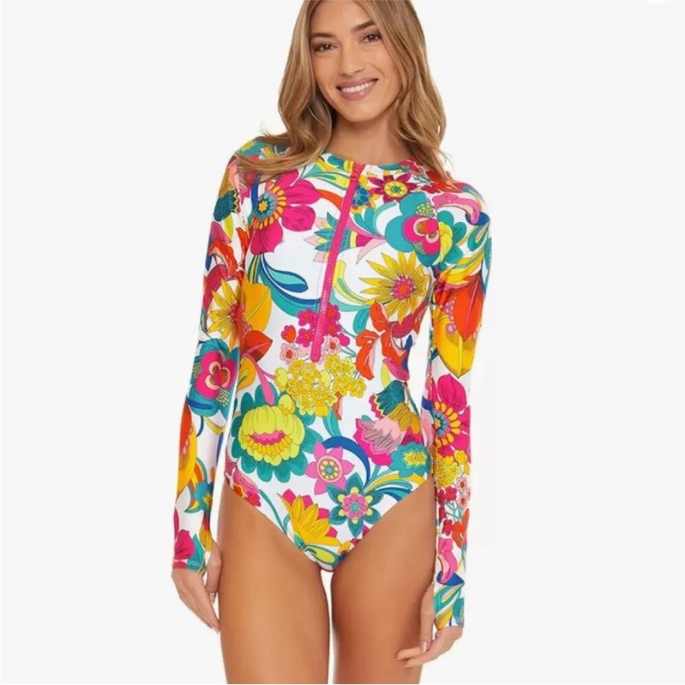Trina Turk Fontaine Paddle Suit Rash Guard Swimsuit OnePiece Bathing suit
L EUC
